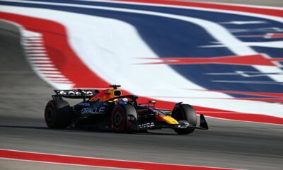 Max Verstappen's Red Bull race car on track during US Grand Prix qualifying session