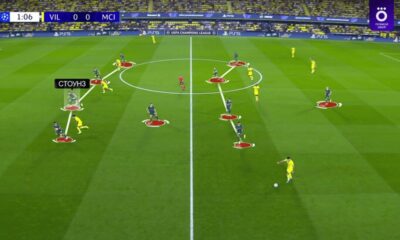 John Stones in midfield action for Manchester City during a Champions League match against RB Leipzig.