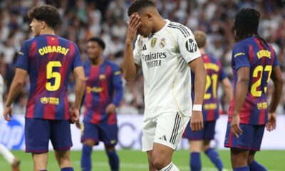 Kylian Mbappe's VAR-reviewed offside goal decision during Real Madrid's El Clasico match against Barcelona.