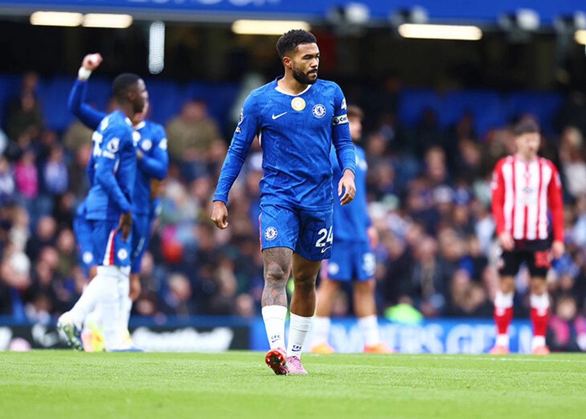 Chelsea captain Reece James celebrates a goal while fully fit and injury-free in 2025.