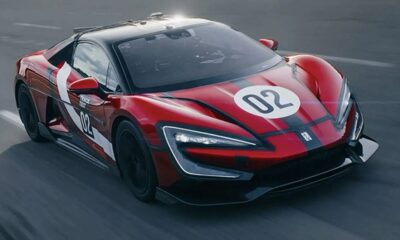 Chinese electric supercar speeding on a test track after claiming a 496 km/h world record.