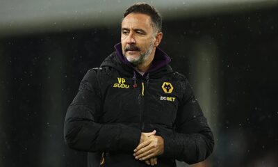 Wolves manager Vitor Pereira looks on from the touchline during a Premier League match.