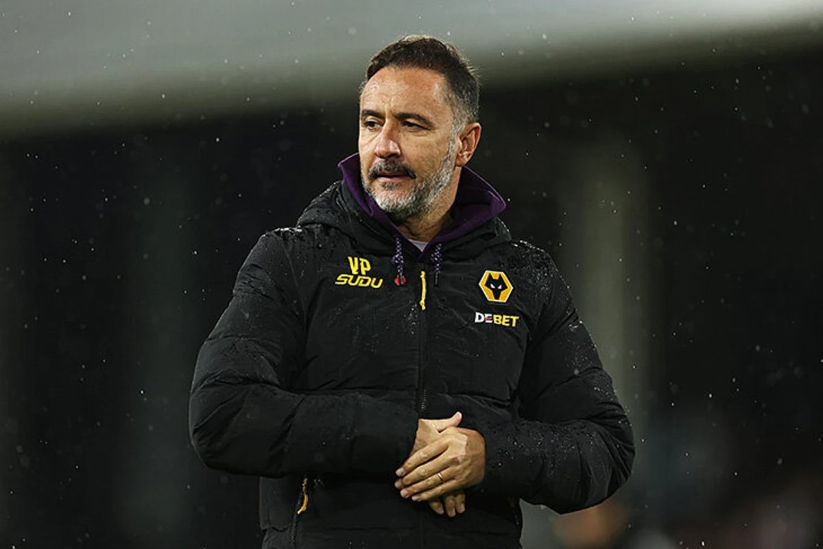 Wolves manager Vitor Pereira looks on from the touchline during a Premier League match.